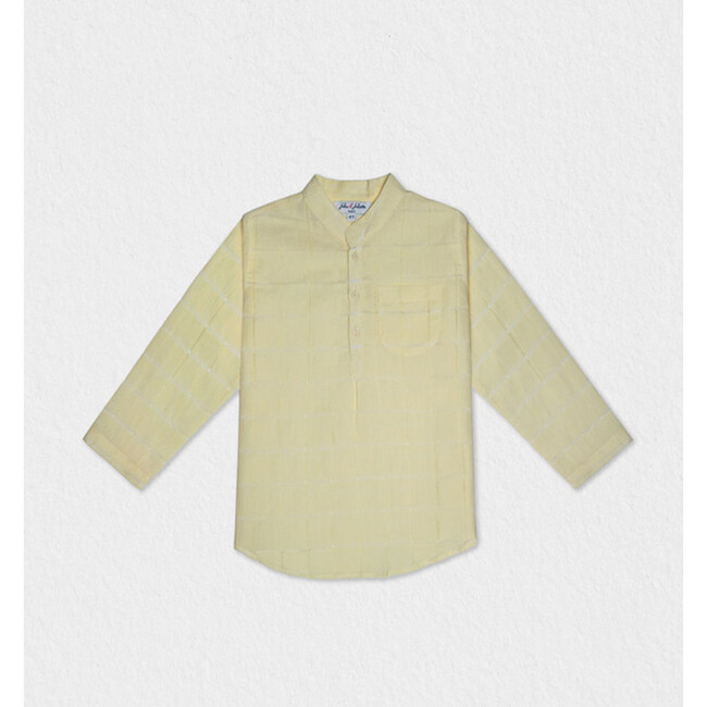 Azad Boy Shirt LS Linen, Pastel Yellow Openwork