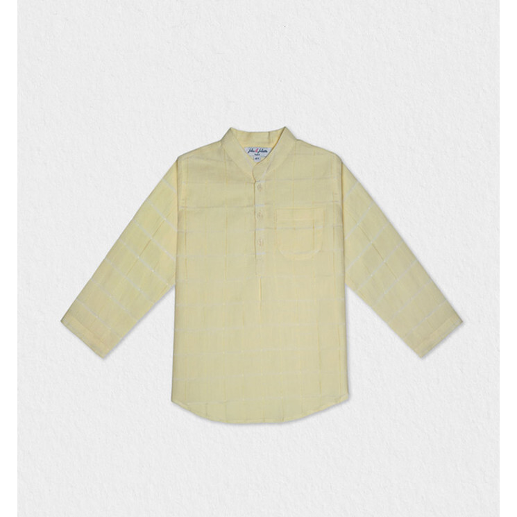 Azad Boy Shirt LS Linen, Pastel Yellow Openwork - Polo Shirts - 1