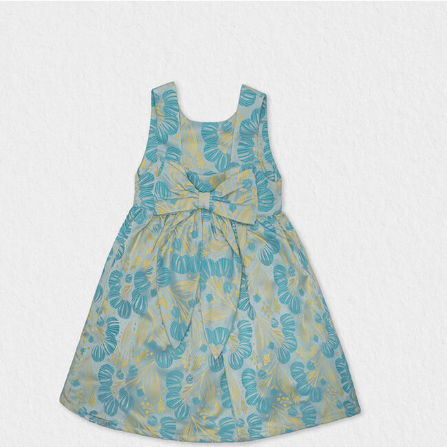 Bella Girl Dress Sleeveless, Blue Yellow - Dresses - 2