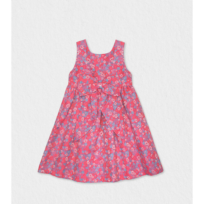 Bella Girl Dress Sleeveless, Flowery Fuchsia - Dresses - 2