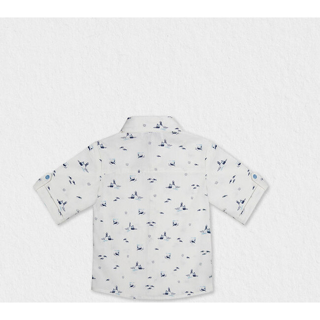 Batiste Baby Boy Shirt SS Cotton, White Blue Ship - Button Downs - 2