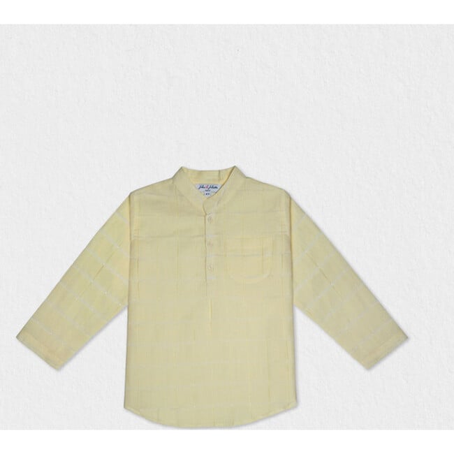 Azad Baby Boy Shirt LS Linen, Pastel Yellow Openwork