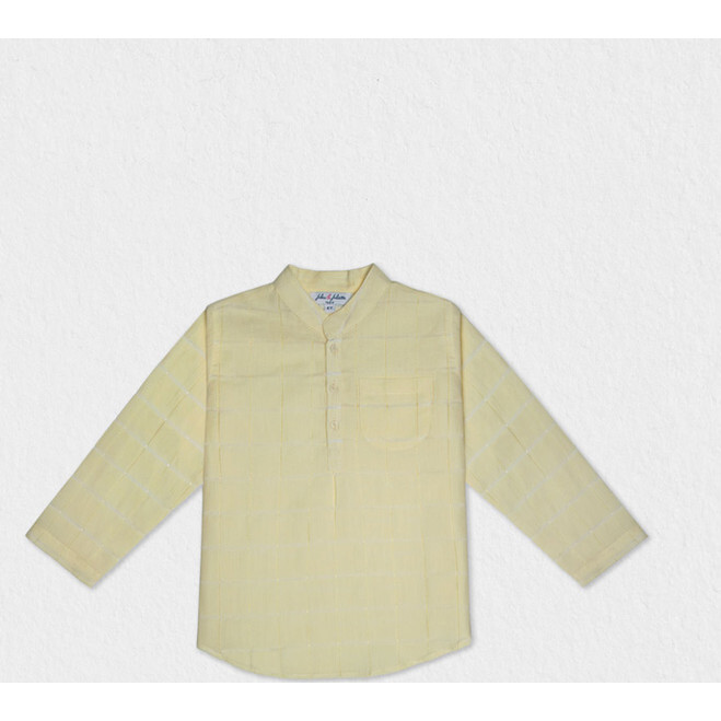 Azad Baby Boy Shirt LS Linen, Pastel Yellow Openwork - Button Downs - 1