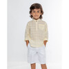 Azad Boy Shirt LS Linen, Pastel Yellow Openwork - Polo Shirts - 4