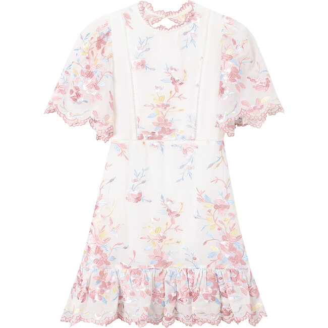 Scarlett Embroidered Mini Dress, Ivory