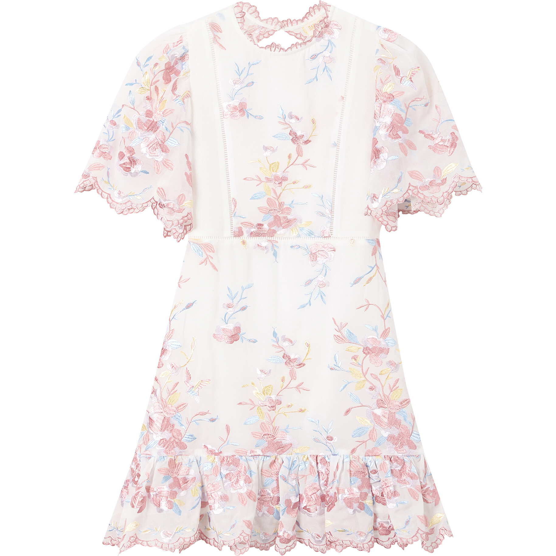 Scarlett Embroidered Mini Dress, Ivory - Dresses - 1