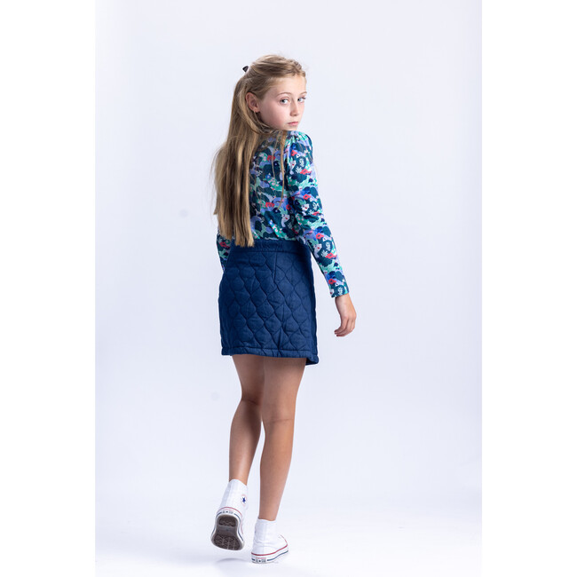 Quilted Snap Front Short Skirt, Indigo Chambray - Skirts - 3