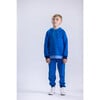 Poppy Rib Trim Neck Long Sleeve Kangaroo Pocket Hooded Sweatshirt, Victoria Blue - Sweatshirts - 2