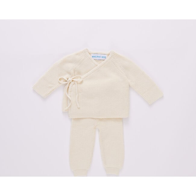 Knit Organic Cotton 2-Piece Kimono Sweater & Pant Baby Set, Papyrus