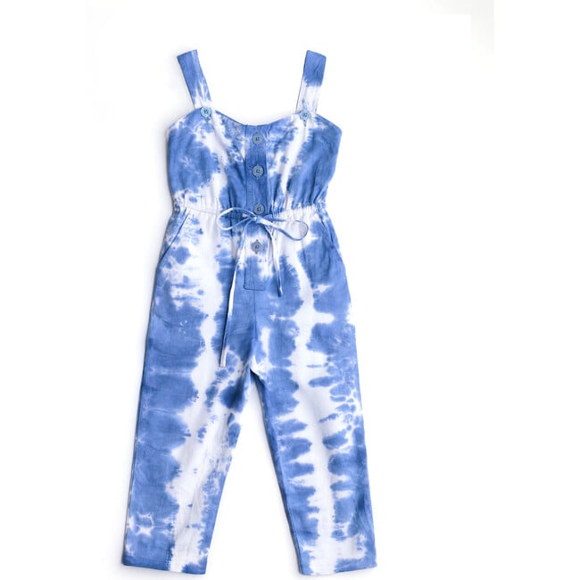 Jessie Easy Fit Sleeveless Drawstring Waist Straight Leg Jumpsuit, Shibori