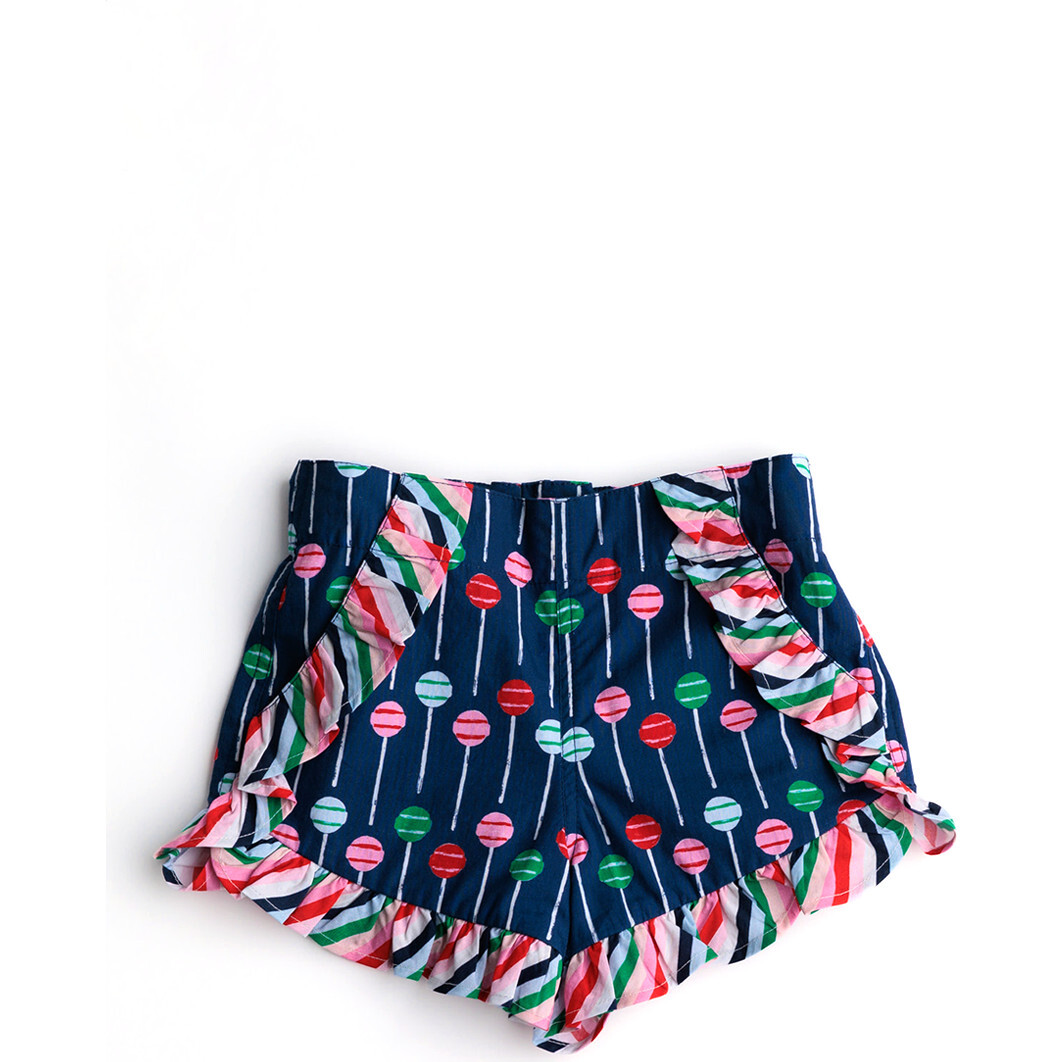 Jamie Pull-On Comfort Fit Ruffle Trim Shorts, Navy Tootsie Pop - Shorts - 1