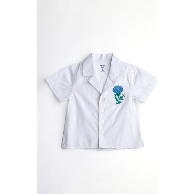 Happy Camp Embroidered Thistle Collar Neck Short Sleeve Shirt, Thistle