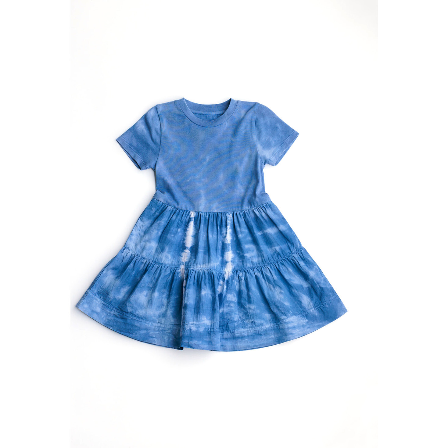 Cameron Soft Cotton Poplin Easy Fit Crew Neck Short Sleeve T-Shirt Dress, Shibori - Dresses - 1