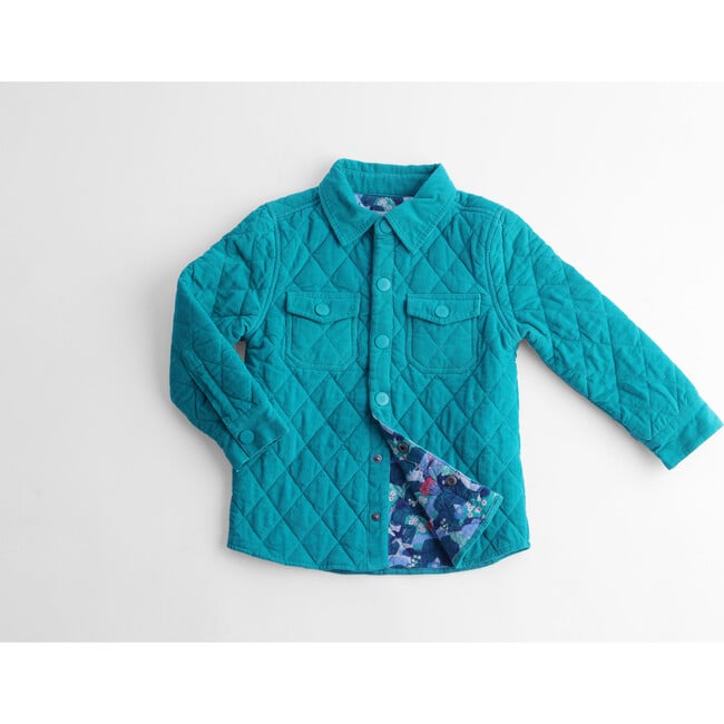 Harrison Quilted Corduroy Long Sleeve Shirt, Columbia Green