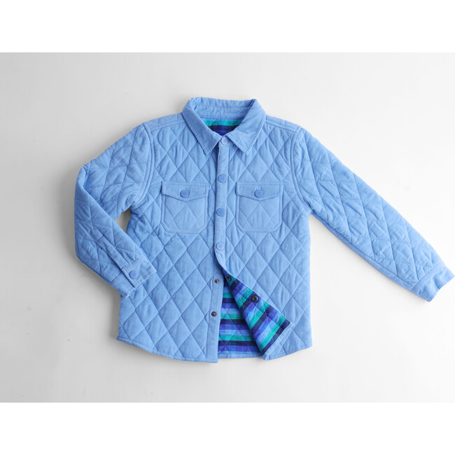 Harrison Quilted Corduroy Long Sleeve Shirt, Cerulean