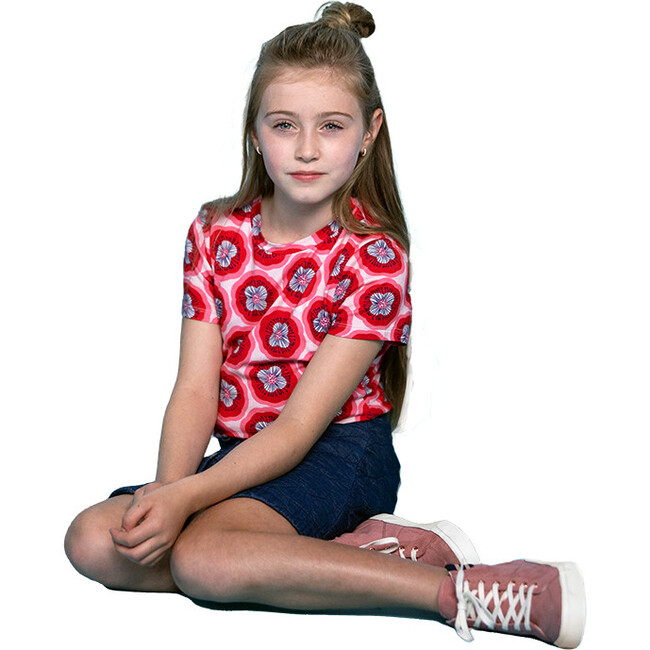 Carlee Cotton Blend Easy Fit Crew Neck Short Sleeve T-Shirt, Red Poppy - T-Shirts - 2