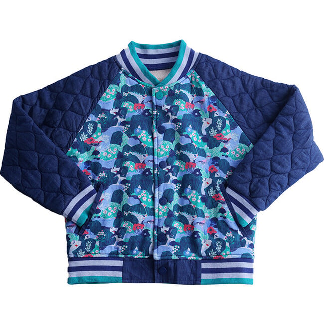 Biggs Print Long Raglan Sleeve Bomber Jackets, Salt Marsh