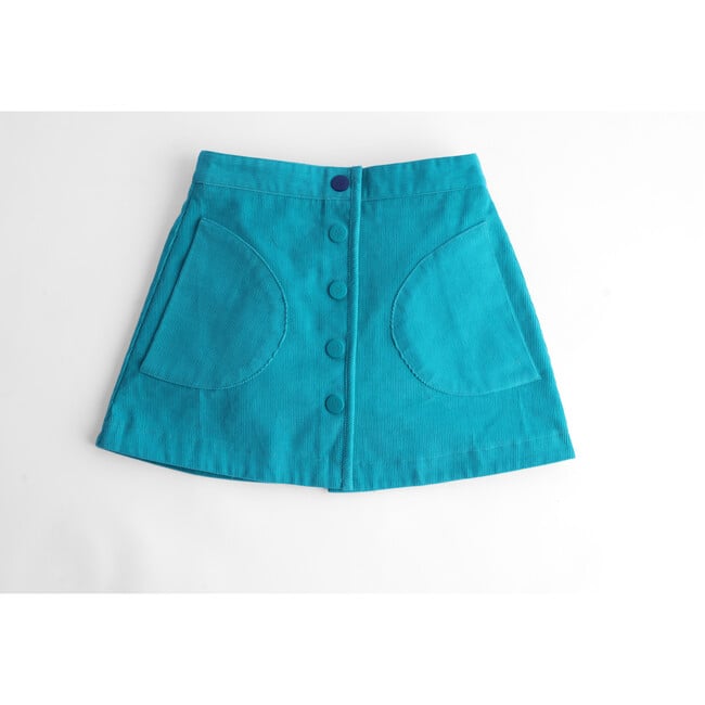 Corduroy Snap Front Short Skirt, Columbia Green