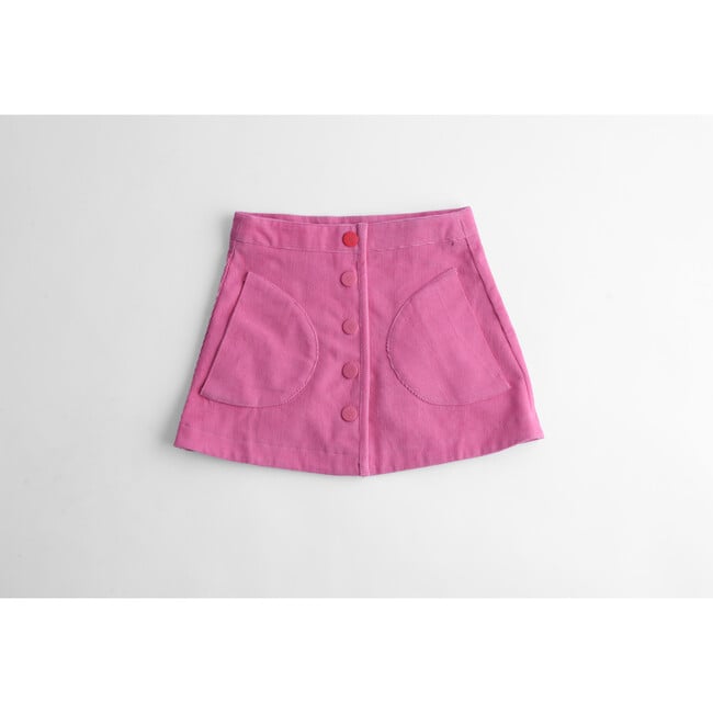 Corduroy Snap Front Short Skirt, Bubblegum