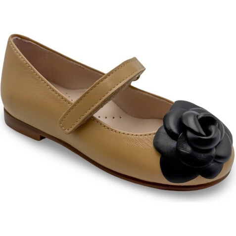 Camille Mary Jane Shoes, Tan/Black Leather