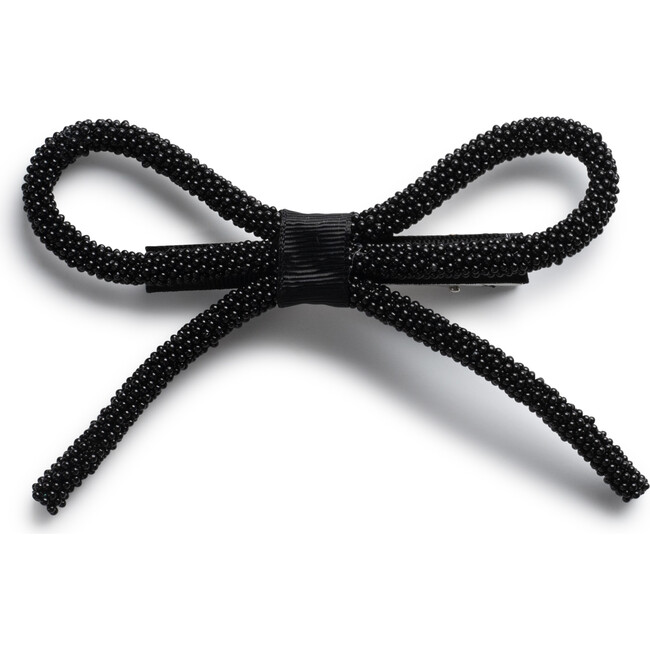 Sprinkle Pearl Bow Clip, Black