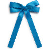 Gumdrop Scalloped Satin Bow Clip, Cobalt - Bows - 1 - thumbnail