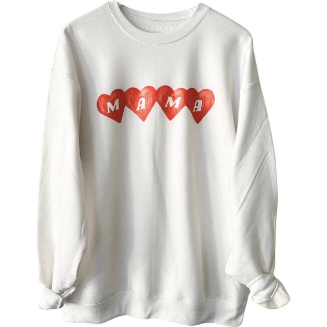 Mama in Hearts Sweatshirt, White