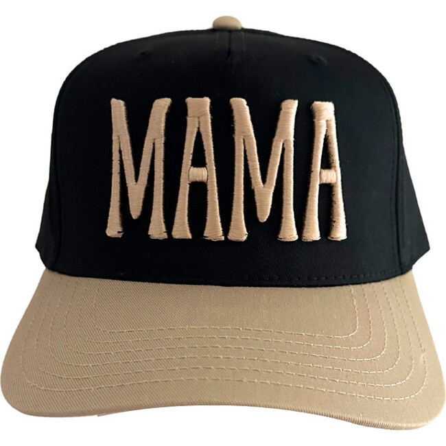 MAMA Embroidered Hat, Black/Tan