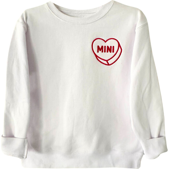 Luv Letters Stitch Embroidered Mini Sweatshirt, White