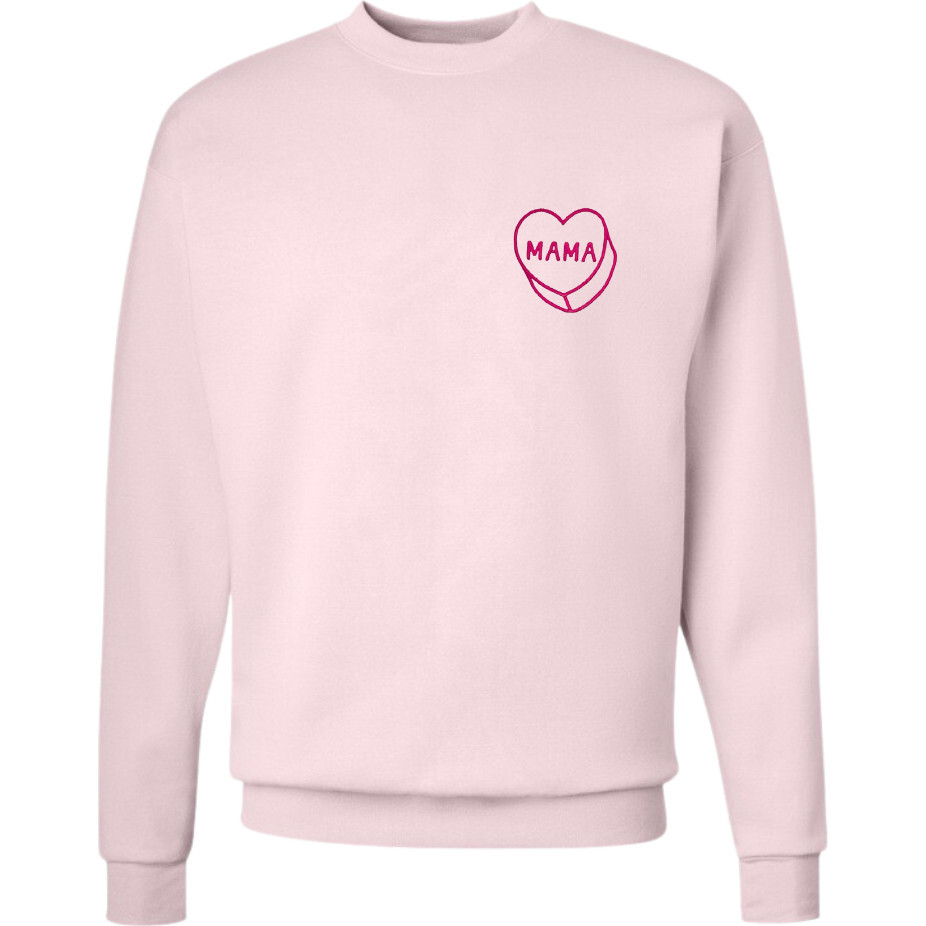 Luv Letters Stitch Embroidered Mama Sweatshirt, Pink - Sweatshirts - 1