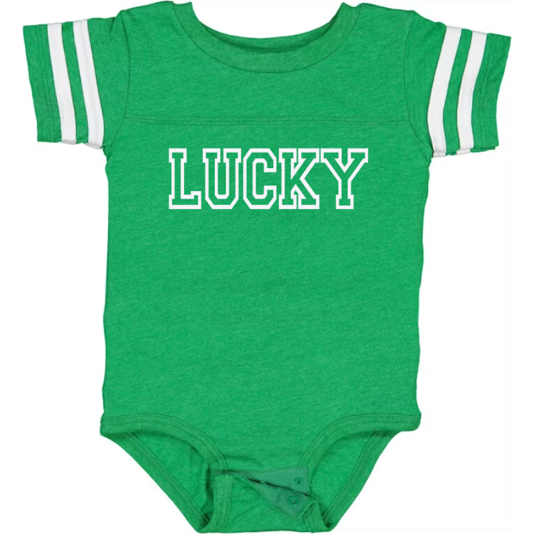 Lucky Short Sleeve Bodysuit, Green - Onesies - 1