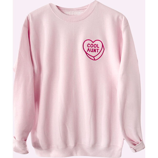 Luv Letters Stitch Embroidered Cool Aunt Sweatshirt, Pink - Sweatshirts - 2