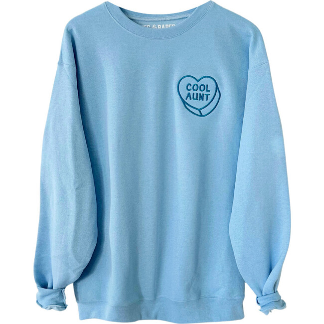 Luv Letters Stitch Embroidered Cool Aunt Sweatshirt, Blue