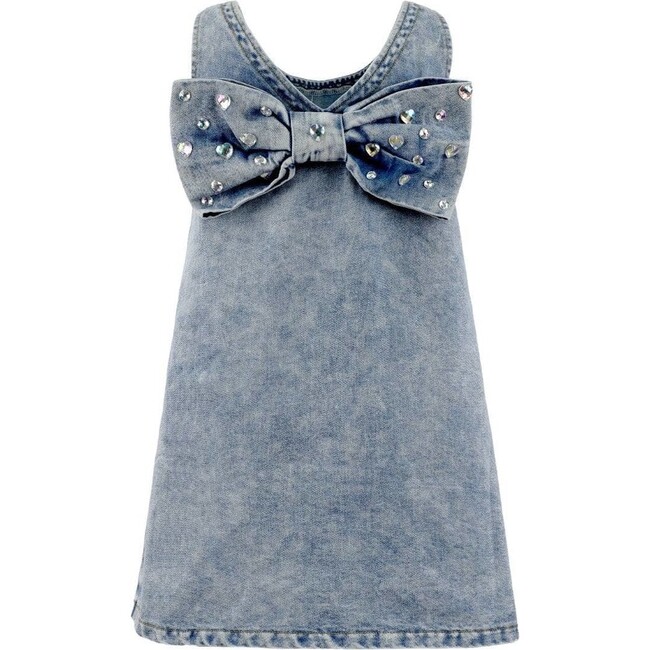 Crystal Heart Denim Bow Dress