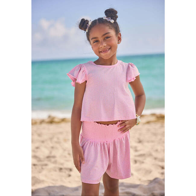 Pink Crystal Ruffle Short Set - Mixed Apparel Set - 2