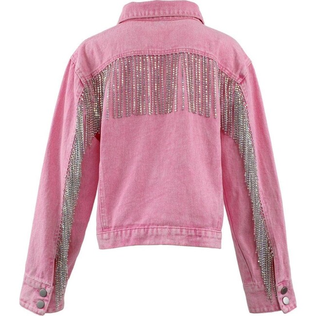 Pink Crystal Tassel Denim Jacket