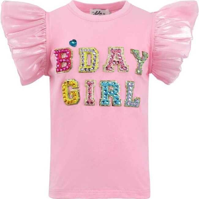 Pink Birthday Girl Gem Ruffle T-Shirt