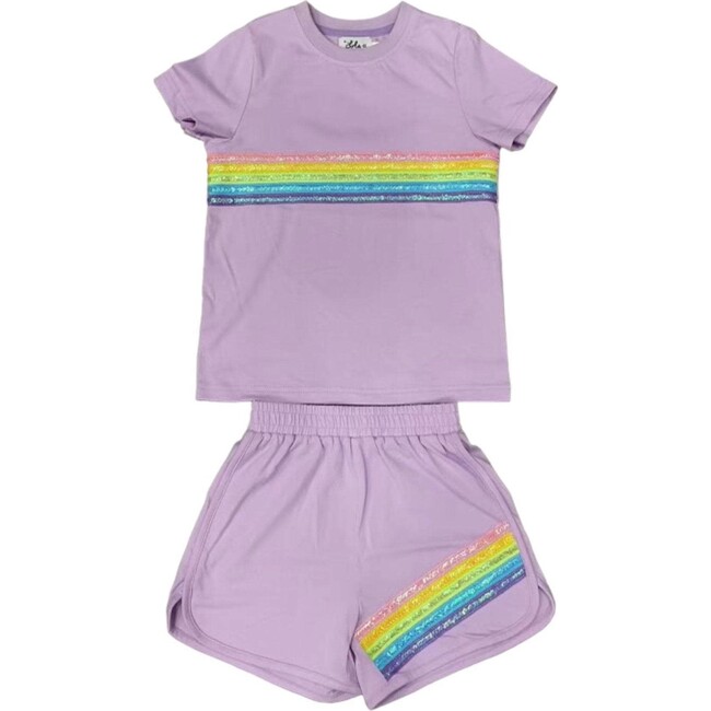 Rainbow Sequin Short Set Lavender