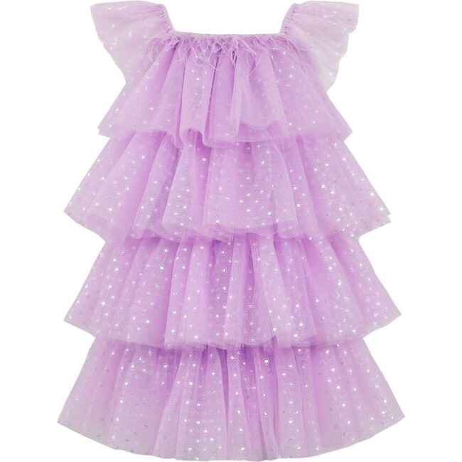 Feather Lavender Hearts Tulle Dress