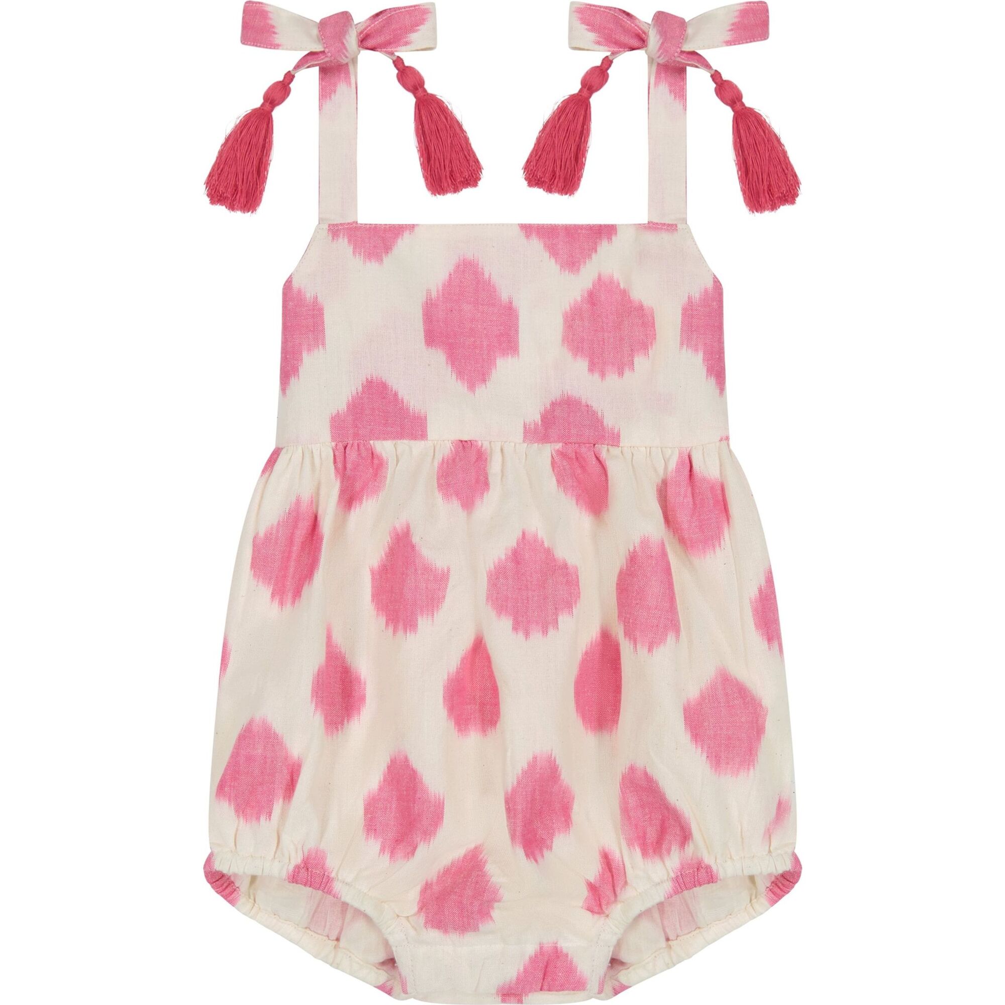 Zoe Baby Romper White Pink Ikat, Multi - Rompers - 1