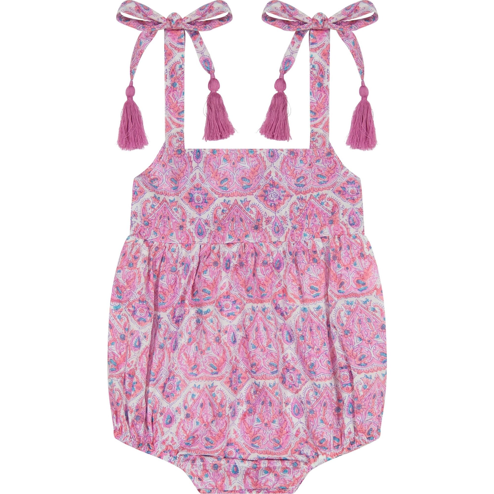 Zoe Baby Romper Pink Paisley, Multi - Rompers - 1