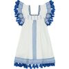 Serena Girl's Tassel Dress White Lapis Blue Embroidery, Blue - Dresses - 1 - thumbnail