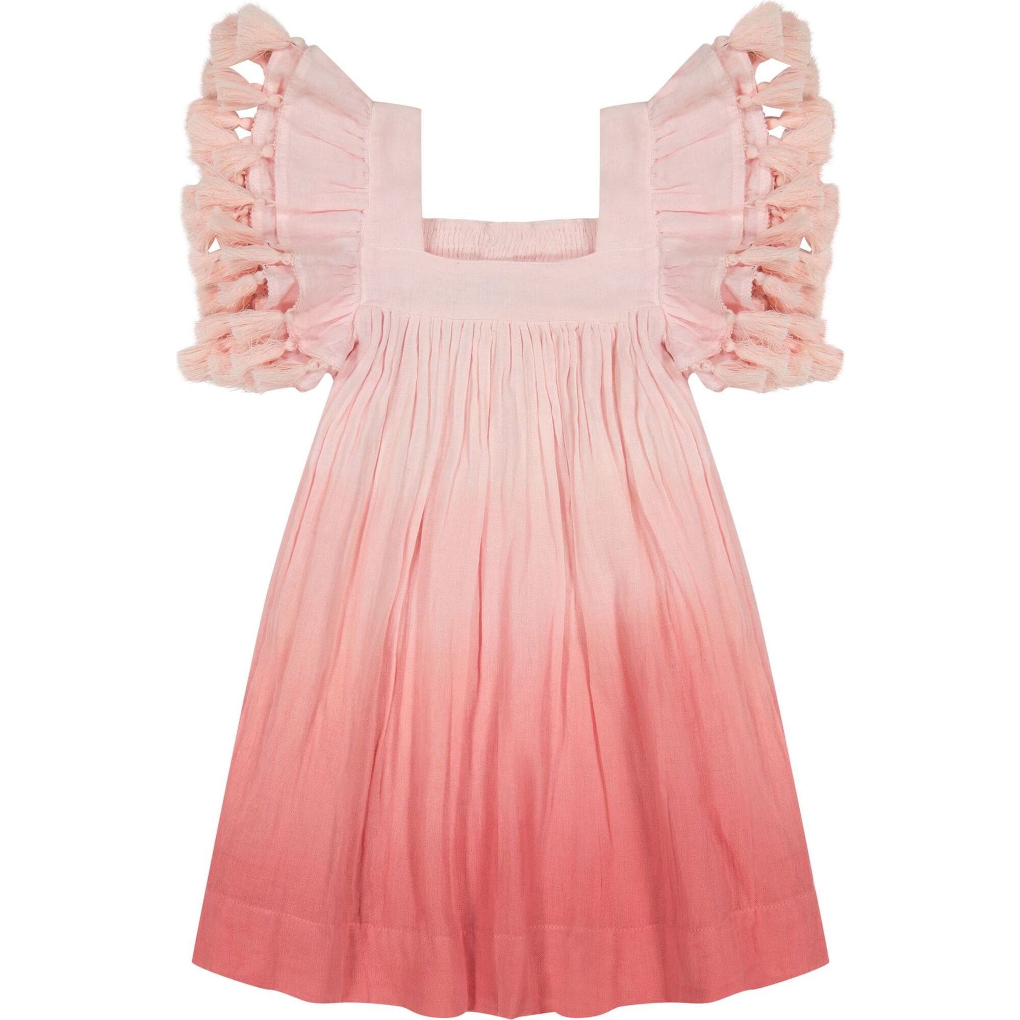 Serena Girl's Tassel Dress Rose Ombre, Pink - Dresses - 1