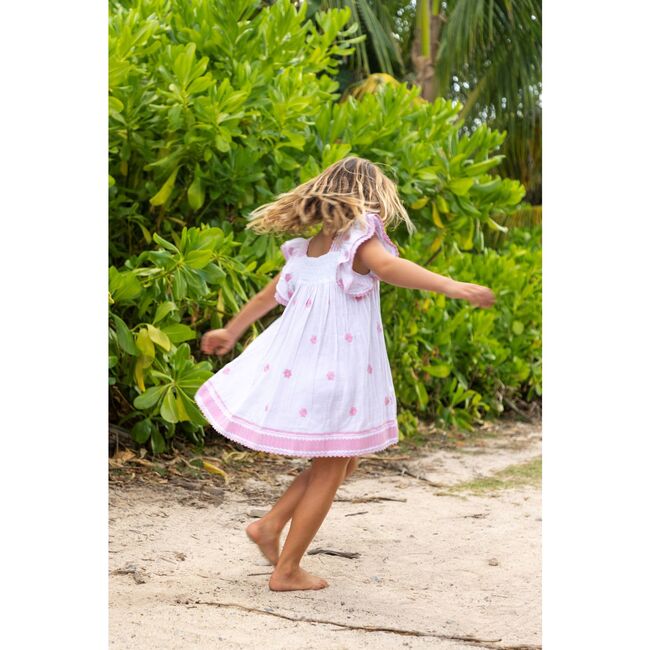 Serena Girl's Tassel Dress White Pink Frangipani, Pink - Dresses - 4