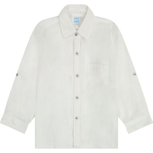 Remi Boy's Button Front Shirt White, White