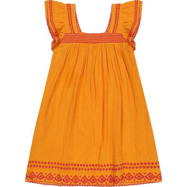 Mini Sandrine Women's Dress Sunkist Embroidery, Orange