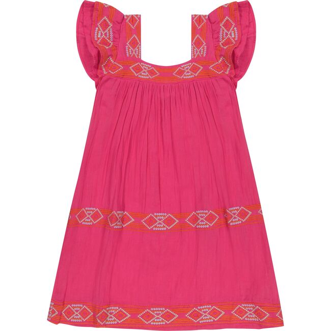 Mini Sandrine Women's Dress Raspberry Embroidery, Pink