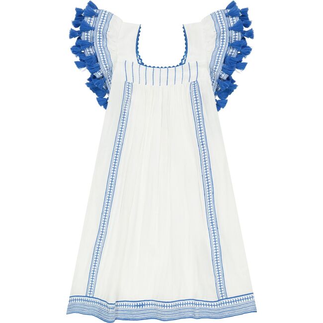 Mini Sandrine Women's Dress Lapis Blue Embroidery, Blue