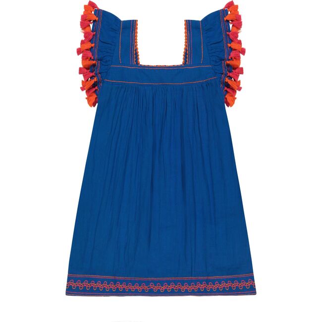 Mini Sandrine Women's Dress Classic Blue Embroidery, Blue