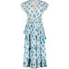 Mica Women's Tiered Maxi Dress Cream Aqua Ikat, Blue - Dresses - 1 - thumbnail